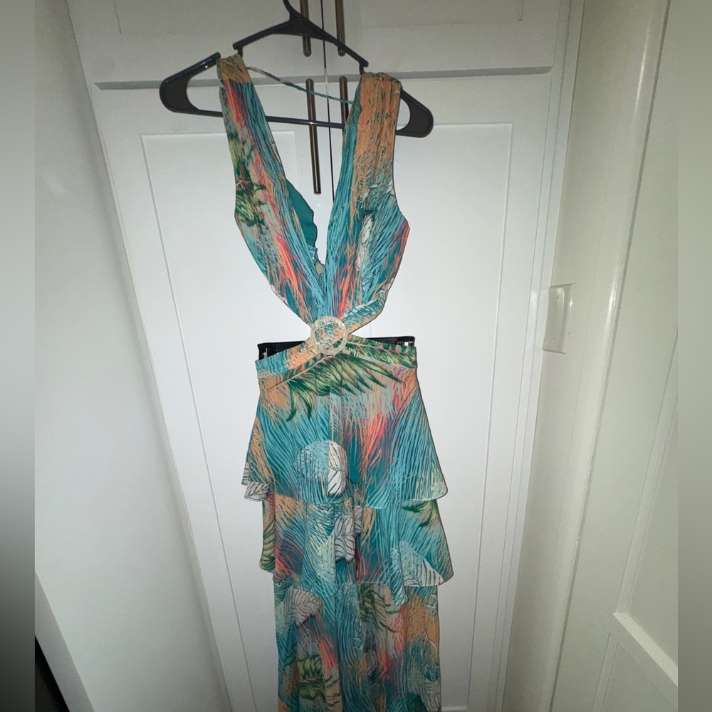 Colorful Maxi Dress with Open Back - Picture 2 of 7